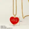 Wholesale Heart Shape Enamel Pendant Necklace For Women In 304 Stainless Steel With 14K Gold Plated PVD And Zircon, Box Chain
