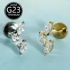 Wholesale G23 Titanium Inner Thread Flat Bottom Lip Studs Embedded Horse Eye Zirconia Ear Bone Studs Soft Tissue Piercing Jewelry