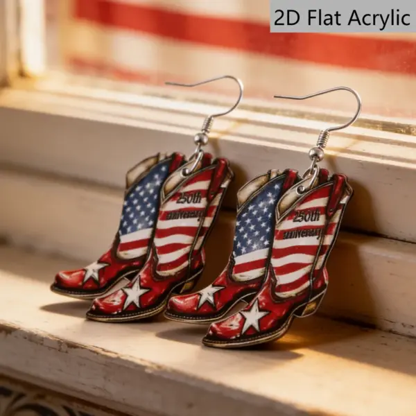 Wholesale Retro Print Boots Drop Earrings For Women In White & Red Acrylic With 304 Stainless Steel Ear Pins