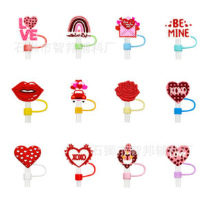 Wholesale [Valentine's Day] cross-border reusable silicone straw cap household party beverage straw dust plug