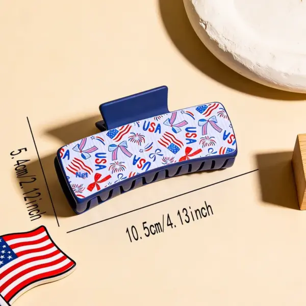 Wholesale National Flag Hair Claw For Women In White PU Leather, Perfect Hairpin Accessory For Independence Day