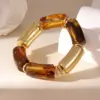 Wholesale Asymmetrical Cylinder CCB Bangle For Women With Resin Inlay And Tube Chain