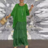 Wholesale fashion chiffon mesh batwing sleeve round neck long dress