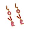 Wholesale Pink Dropping Oil Love English Letter Earrings Fashion Geometric Long Valentine's Day Love Earrings Earrings