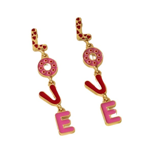 Wholesale Pink Dropping Oil Love English Letter Earrings Fashion Geometric Long Valentine's Day Love Earrings Earrings