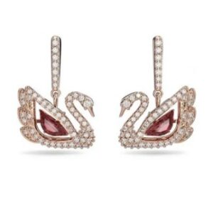 Smart red swan earrings
