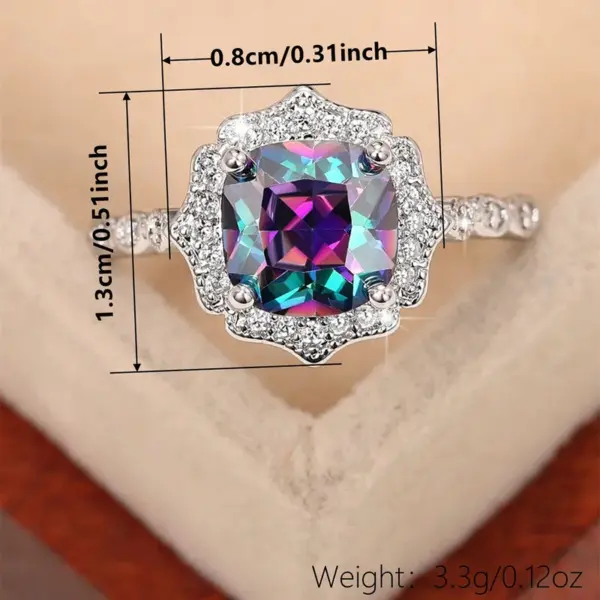 Wholesale Geometric Claw Setting Rings For Women In Copper With White K Water Plating And Zircon Inlay