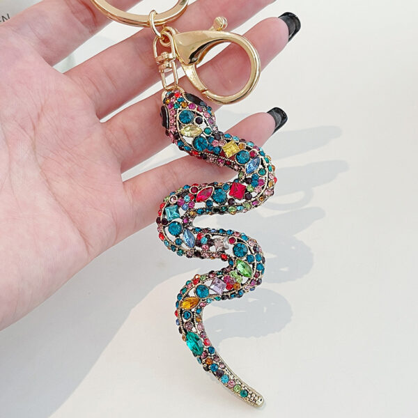 oly-3c9a59355edab5047b70595597673ca3 Wholesale Retro twelve Zodiac diamond snake car pendant creative colorful snake keychain bag ornaments small gift