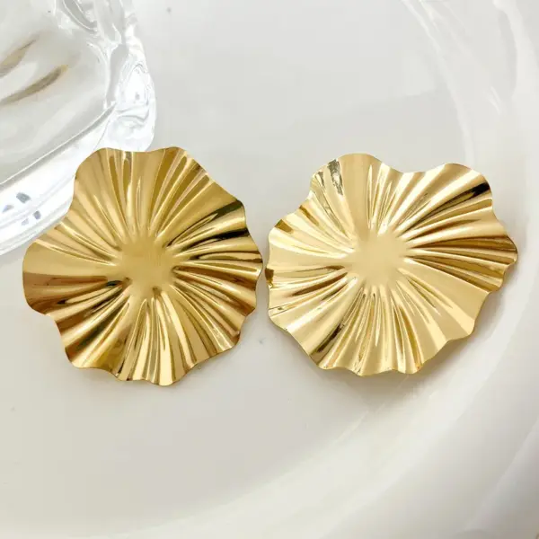 Wholesale PVD Coated Real Gold Plated 14K Gold Sector 304 Stainless Steel Modern Style Classic Style Waterproof Non Tarnish Drop Earrings