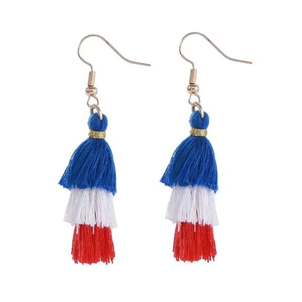 oly-3c9c047acbf4a5fe41d8af2739b6591f Wholesale National Flag Acrylic Earrings With Tassel, Iron Ear Pins, Designed For Women, 1 Pair