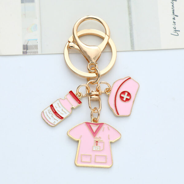 oly-3cbb7cf5a8db26c1a3ad7451e3e75846 Wholesale Nurses' Day Pink Metal Keychain Pendant Diy Alloy Oil Dropping Jewelry Accessories Bag Pendant Key Chain