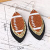 oly-3cc26cf6c794542eac91fc692914606f Wholesale Rugby Sequins Three-layer Leather Water Drop Pendant Earrings Sports Ear Jewelry Gifts