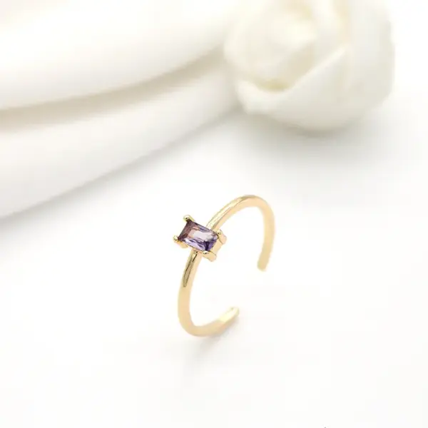 Wholesale Adjustable Copper Ring For Women With Zircon Inlay Featuring Bezel Setting In New Style