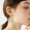 Wholesale Women’s Flowers Stud Earrings Featuring Enamel Craft And Turquoise Inlay, 18K Real Gold Plated Copper With PVD Coating