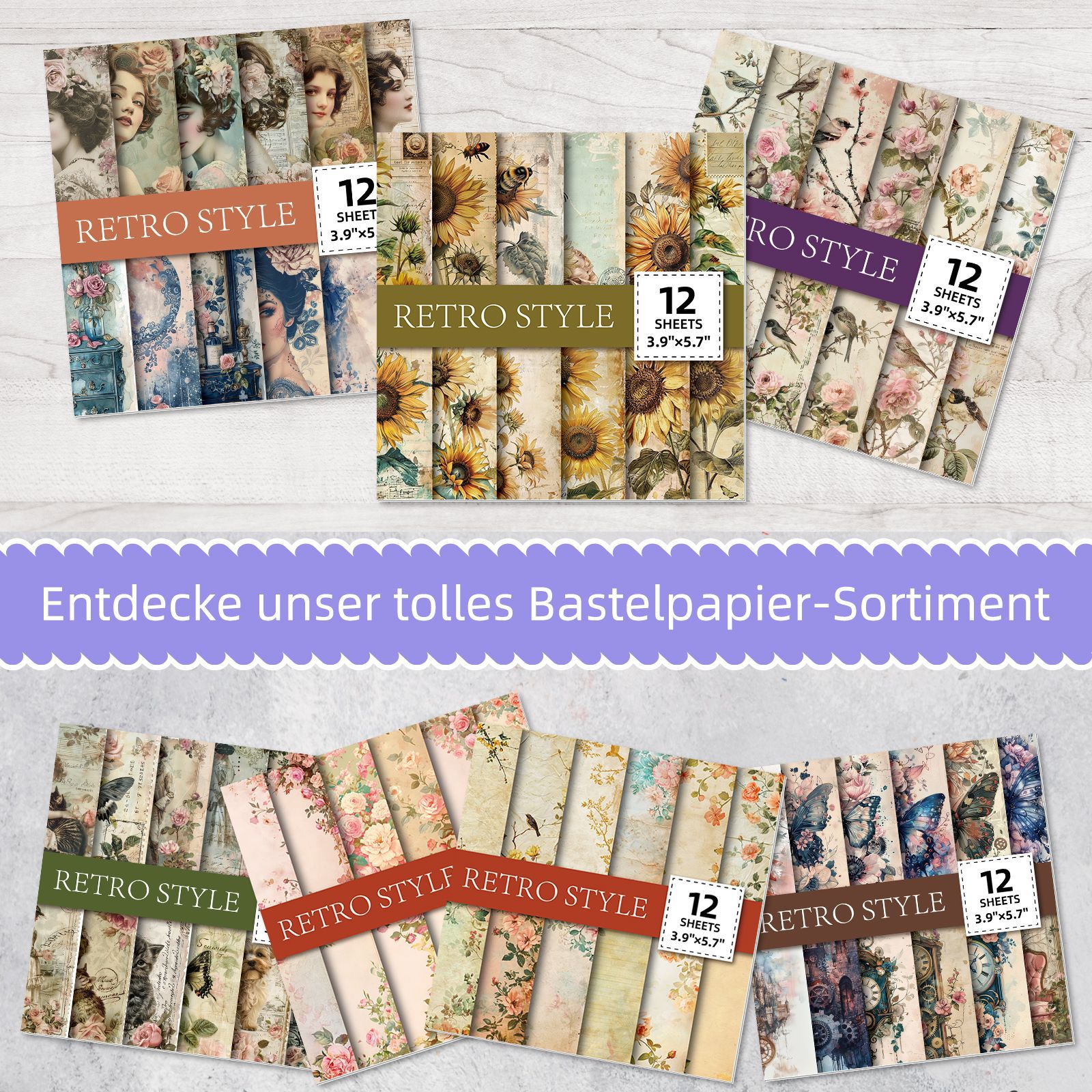 Wholesale New Hot Selling High Color Value Retro Series Material Paper North American Style diy Creative Hand Account Background Paper Foreign Trade
