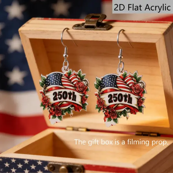 Wholesale Retro Rose Print Drop Earrings In White & Red Acrylic With 304 Stainless Steel Ear Pins For Women