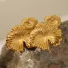 Wholesale PVD Coated Real Gold Plated 18K Gold Leaves 304 Stainless Steel Exaggerated French Style Waterproof Non Tarnish Ear Studs