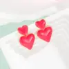 Wholesale 304 Stainless Steel Color Block PVD Coated 18K Gold Plated Cute Waterproof Non Tarnish Rose Red White Drop Earrings