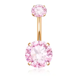 Stainless Steel Double Circle-Rose Gold Powder Zirconium