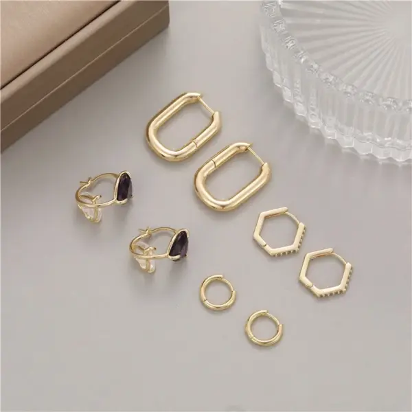 Wholesale Heart Shape Stud Earrings For Women In Copper With Purple Zircon Inlay