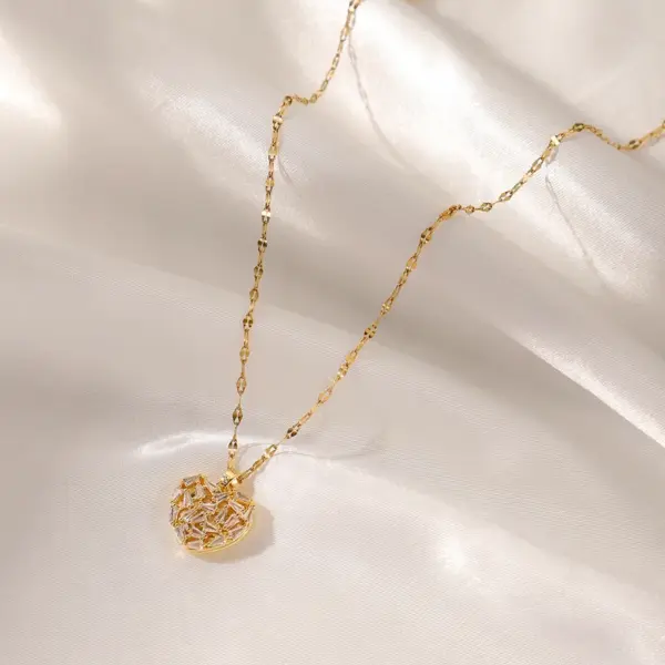 oly-3d33e327d361aa02e6a20b6c2b4d445b Wholesale Jewelry Elegant Glam Heart Shape Stainless Steel Zircon Plating Inlay Pendant Necklace