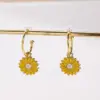 Wholesale Fashionable Plated Flower Earrings Color Preservation Drop Oil Polished Copper Casual Modern Minimalist Style