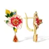 Wholesale Women’s Flowers Drop Earrings With Claw Setting, Copper Base With KC Golden Water Plating, Inlaid Zircon Stones