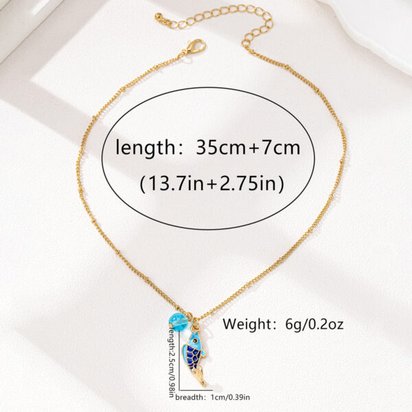 oly-3d5ad1debc7bb34bbb9427fe35e8b7e9 Wholesale 1 Fashion Trend Marine Life Oil Drop Blue Fish Koi Pendant Necklace Women's Vacation Wear
