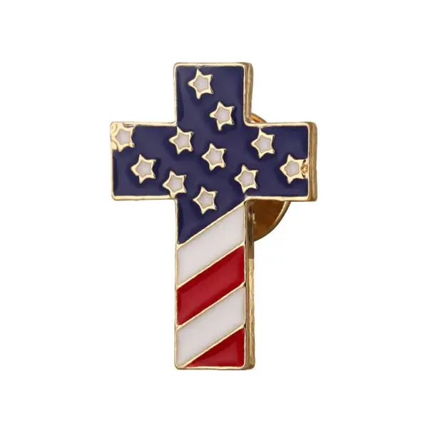 Wholesale Cross Brooch Fashion Men's Gift Couple Unique American Flag Hip-Hop Style Original Metal Accessories Fashion Zinc Alloy Jewelry