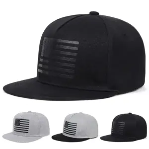 Wholesale American Flag Hip-Hop Women’s Flat Brim Hat Featuring Polyester Material With Printing Craft For Outdoor Use