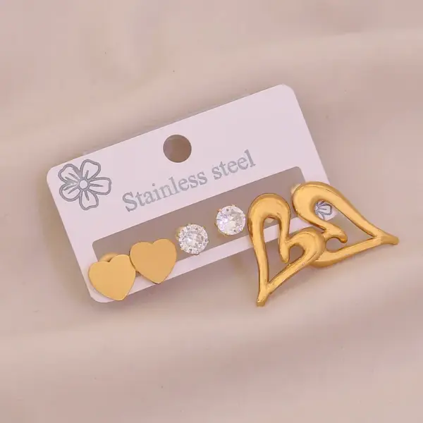 Wholesale Butterfly Flower Stainless Steel Earrings Rhinestone Heart Shaped Jewelry Elegant Cute Romantic Polished Finish For Women