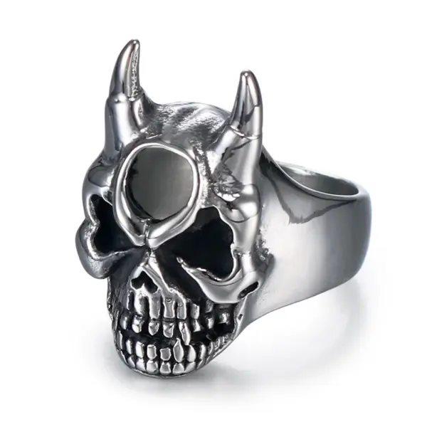 oly-3d91a8bd929fae9b49f63f462a96c6e6 Wholesale Men's Vintage Titanium Steel Skull Ring With Black Rubber Inlay Streetwear Accessory
