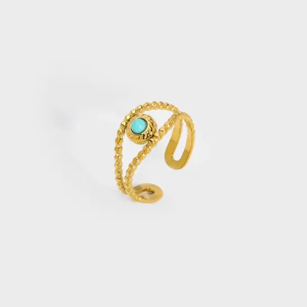 Wholesale PVD Coated Real Gold Plated 18K Gold Eye 304 Stainless Steel Streetwear Waterproof Non Tarnish Open Ring