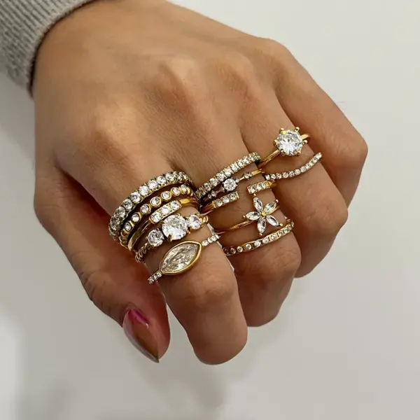 Wholesale 304 Stainless Steel Flower Ring High-end Vintage Ring Stainless Steel Jewelry Rings