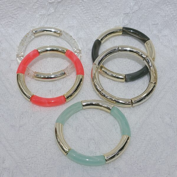 Wholesale Fashion Creative Tube Beads Elastic Bracelet Acrylic Double Color Curved Tube Round Tube Bracelet