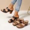 oly-3d9dd2f892c99ba922de9d69ef01742f Wholesale plus size slope heel fish mouth slippers stone pattern square front and rear broadband rear air wear sandals and slippers
