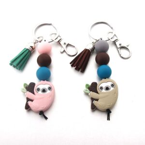 Wholesale 2024 New ETSY Cross Border Silicone Bead Keychain Sloth Animal Cartoon Bag Pendant DIY Small Accessories