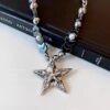 Wholesale Y2g heavy industry beaded star necklace female titanium steel Asian culture girl sweet cool punk style niche necklace fashion