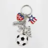 Wholesale Backpack Pendant Oil Drop Mini Football Keychain Pendant American Flag Alloy Handmade Football Enthusiast