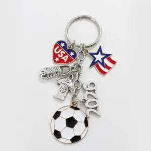 Wholesale Backpack Pendant Oil Drop Mini Football Keychain Pendant American Flag Alloy Handmade Football Enthusiast