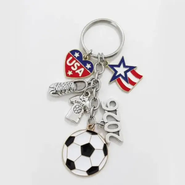 Wholesale Backpack Pendant Oil Drop Mini Football Keychain Pendant American Flag Alloy Handmade Football Enthusiast