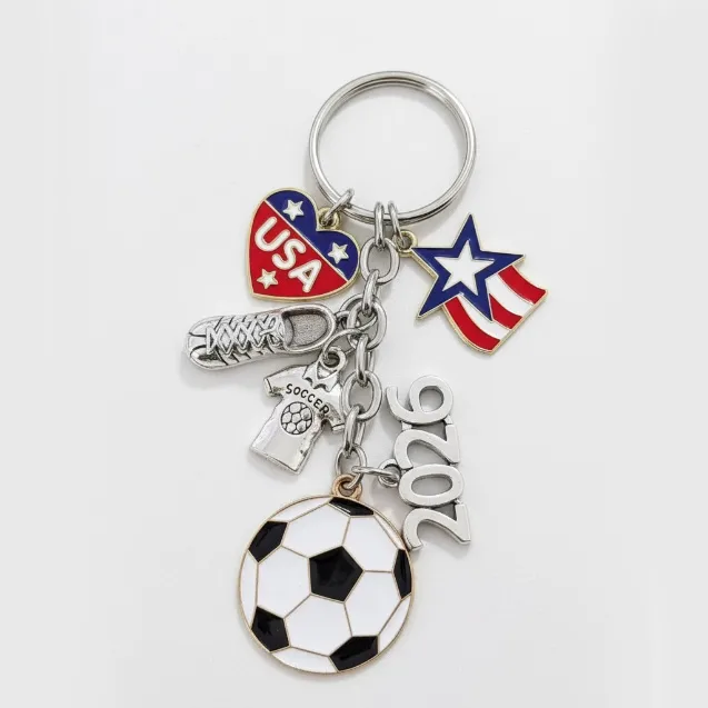 Wholesale Backpack Pendant Oil Drop Mini Football Keychain Pendant American Flag Alloy Handmade Football Enthusiast