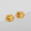 Wholesale Copper Irregular PVD Coated 18K Real Gold Plated Retro British Style Ear Studs