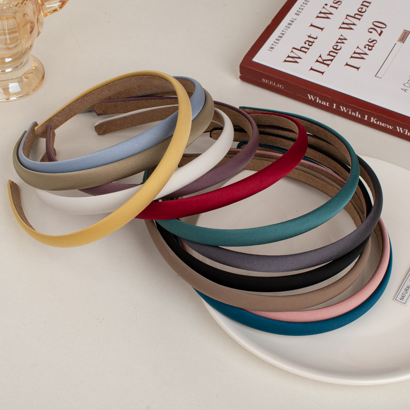 Wholesale Casual Pure Color Versatile Headband for Girls, Retro Satin Thin Headband, Sweet Elegant Hairpin, Japanese and Korean Head Buckle Hair Acces