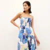 Wholesale 3D Print Sleeveless Boat Neck Strap Dress In Polyester, Vacation Style Maxi Long Dress