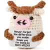 Wholesale Knitted Wool Doll Positive Energy Cartoon Crochet Cow Funny Expression Plush Toy Text Natural Scene Decoration