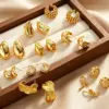 Wholesale Irregular Stud Earrings For Women, Waterproof Non Tarnish 304 Stainless Steel With 0.01µm PVD Coated 18K Real Gold Plating