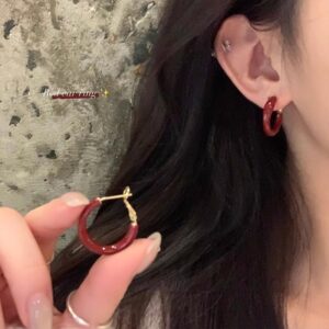 A2025 red-simple red small earrings