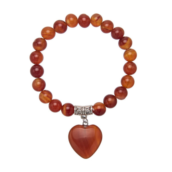 Wholesale Colorful Natural Stone Crystal Heart Stretch 8MM Bracelet Couple Jewelry Semi-Precious Stone Crystal Jewelry