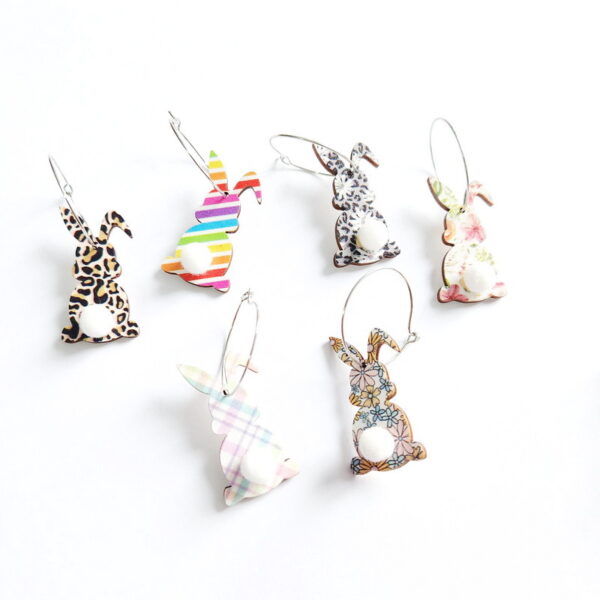 oly-3de3f49ab7282cdb1d69bd5e252baa07 Wholesale Easter Cute Printed Spring Flower Leopard Print Egg Pom-Pom Tail Rabbit Earrings
